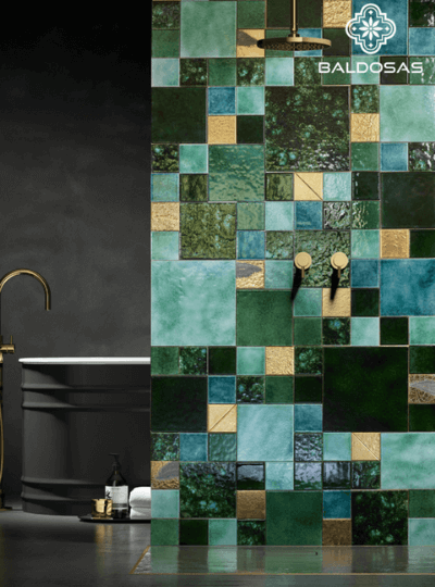 glazed mosaic tiles green blue